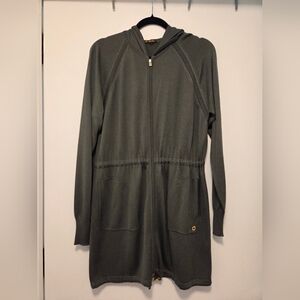 Loro Piana Gray Hooded Zip-Up Cardigan